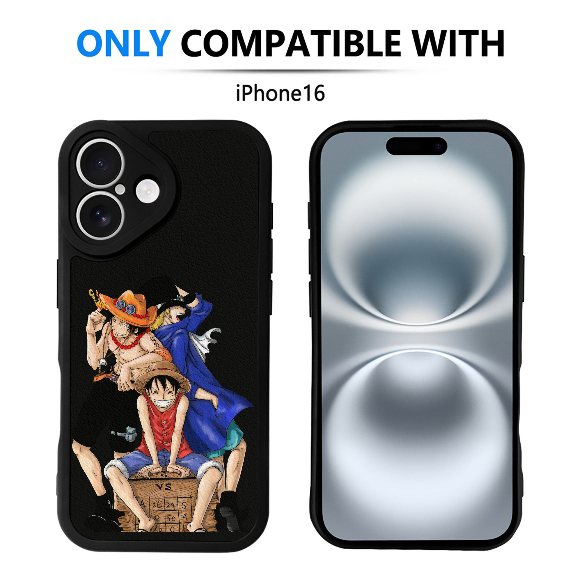 （画像用） ワンピース モンキー・D・ルフィ ONE PIECE Monkey D. Luffy 【iPhone 16シリーズ対応】シリコンスマホケース（レザー調） 材質：シリコン